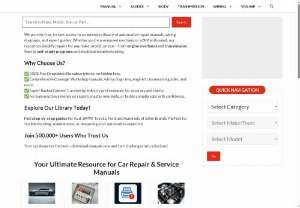 Free Car Repair Manuals & Factory Service Guides - Expert Resources - Instant access to 500,000+ automotive repair manuals, wiring diagrams, and expert guides. Free PDF downloads for DIY enthusiasts and professional mechanics. Covers engine overhauls, transmission fixes, electrical troubleshooting for all makes and models including Toyota, Ford, BMW, Honda.