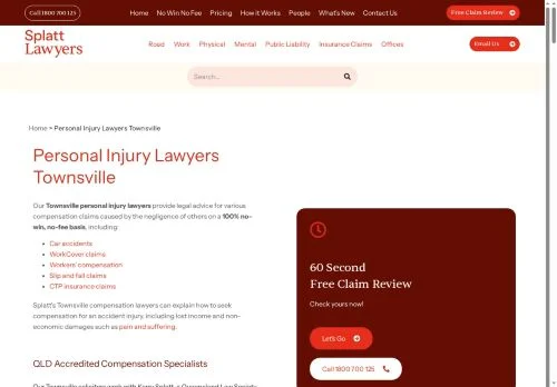 Screenshot of Personal Injury Lawyers Townsville | 100% No-Win, No-Fee