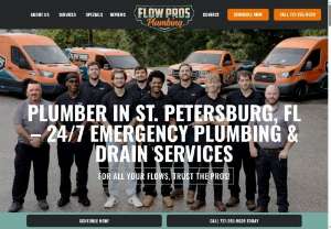 Best Plumbers in St. Petersburg FL - Flow Pros Plumbing Address: 927 10th Ave N, St. Petersburg, FL 33705 Phone: (727) 265-9639  Flow Pros Plumbing is a trusted, locally-owned plumbing company serving St. Petersburg, Clearwater, Tampa, and all of Pinellas County. We provide fast, reliable plumbing repair and installation with 24/7 emergency service. Our licensed and insured plumbers specialize in leak detection, drain cleaning,...