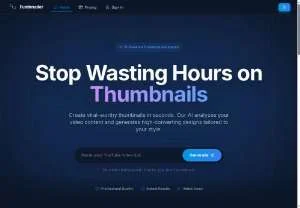 Screenshot of Fumbnailer AI Thumbnail Generator for YouTube