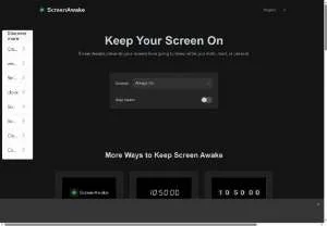 Screenshot of ScreenAwake Browser Based Tool