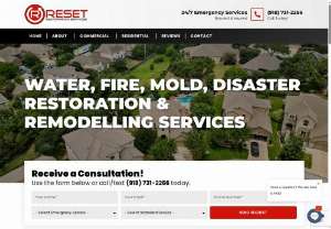 Water Damage Restoration in Tulsa OK - Reset Restoration is a full-service damage restoration company in Tulsa, OK specializing in water, fire, smoke, mold, and storm damage cleanup for residential and commercial properties. They provide 24/7 emergency response along with rebuilding, remodeling, and reconstruction services to restore properties to their pre-loss condition.