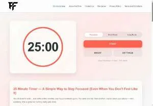 Screenshot of 25 Minute Timer Online – Free Focus Timer for Study & Work