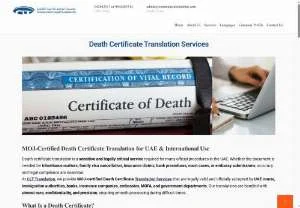 Screenshot of Death Certificate Translation Services