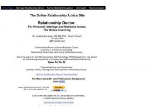 Relationship Advice - Marriage Counseling, Family Relationship Advice & Life Coach Dr. J. Abraham counseling for infidelity, divorce, healthy marriage lifestyle, etc.