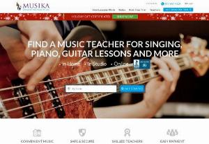 Musika Music Lessons - Founded in 2001 by a group of leading music educators,  Musika is the nation\'s premiere music lesson organization. We offer the creative stimulation and structure offered in a music school setting in the privacy of your own home or one of our teachers\' studios.